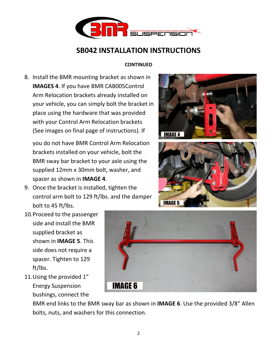 Sb042 installation instructions | BMR Suspension SB042 User Manual | Page 2 / 4