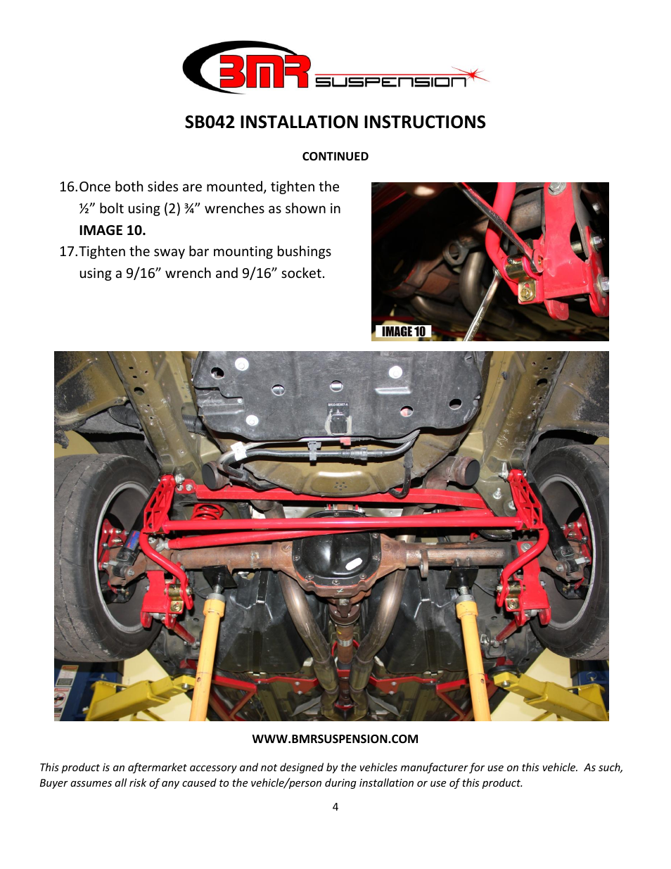 Sb042 installation instructions | BMR Suspension SB042 User Manual | Page 4 / 4