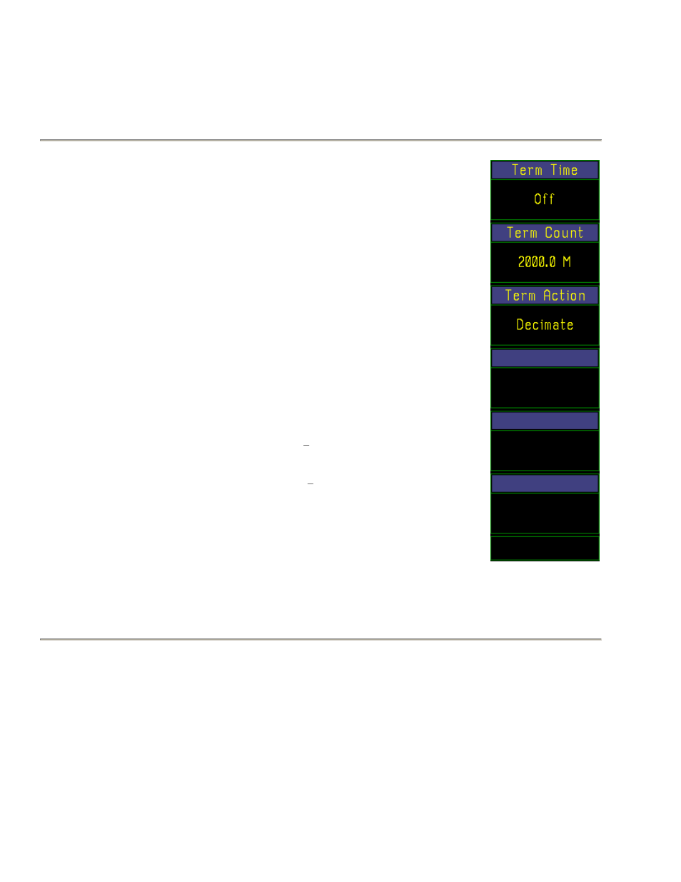 Table 4-8c. statistics > term settings > submenu, Boonton 4500b rf peak power analyzer, Operation | Boonton 4500B Peak Power Meter User Manual | Page 114 / 372