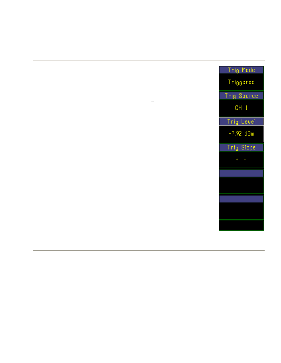 Table 4-9b. trig > menu (modulated), Table 4-9b. trig > menu (modulated) -49, Boonton 4500b rf peak power analyzer | Operation | Boonton 4500B Peak Power Meter User Manual | Page 121 / 372