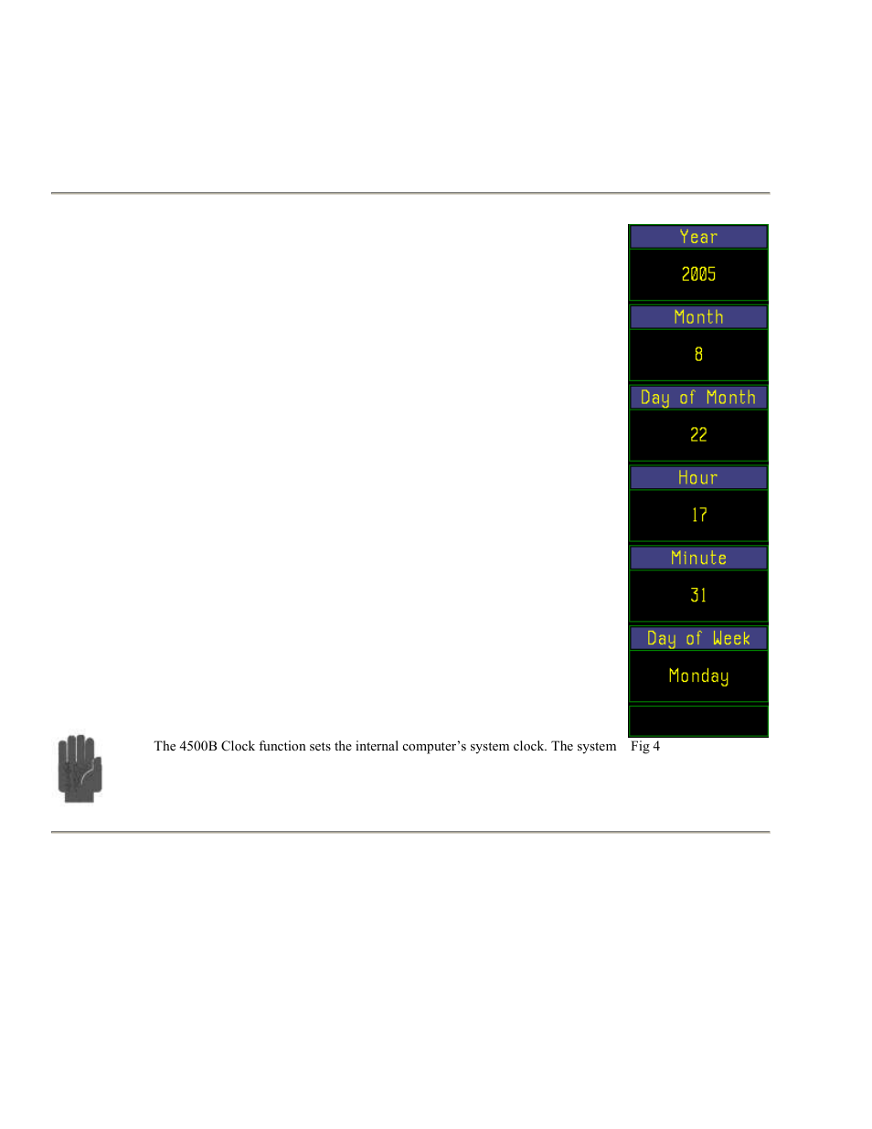 Table 4-30. util > clock > menu, Table 4-30. util > clock > menu -82, Boonton 4500b rf peak power analyzer | Operation | Boonton 4500B Peak Power Meter User Manual | Page 154 / 372