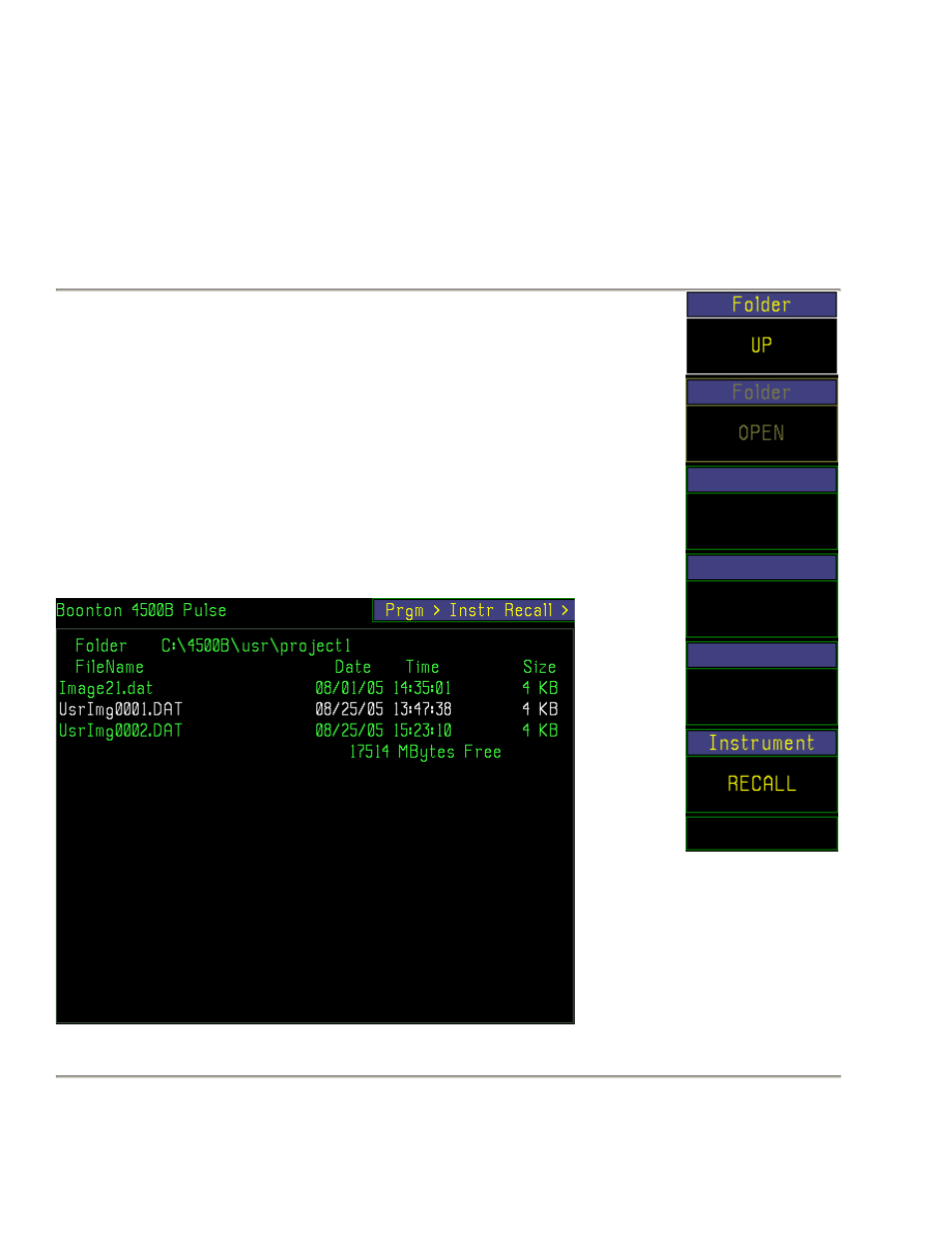 Table 4-39. prgm > inst recall > menu, Table 4-39. prgm > inst recall > menu -92, Boonton 4500b rf peak power analyzer | Operation | Boonton 4500B Peak Power Meter User Manual | Page 164 / 372