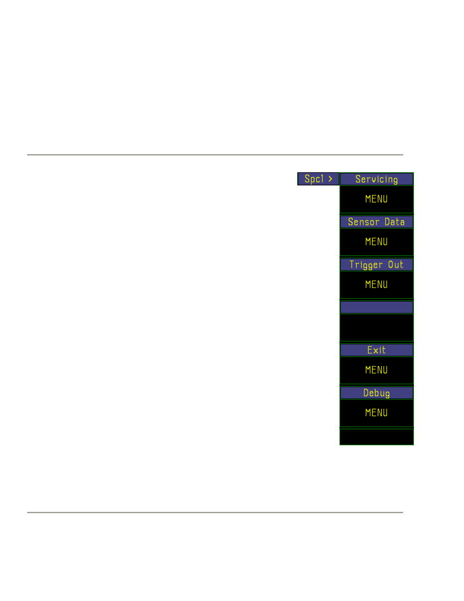 Spcl key and spcl > menu, Table 4-50. spcl > menu, Spcl key and spcl > menu -108 | Table 4-50. spcl > menu -108, Boonton 4500b rf peak power analyzer, Operation | Boonton 4500B Peak Power Meter User Manual | Page 180 / 372