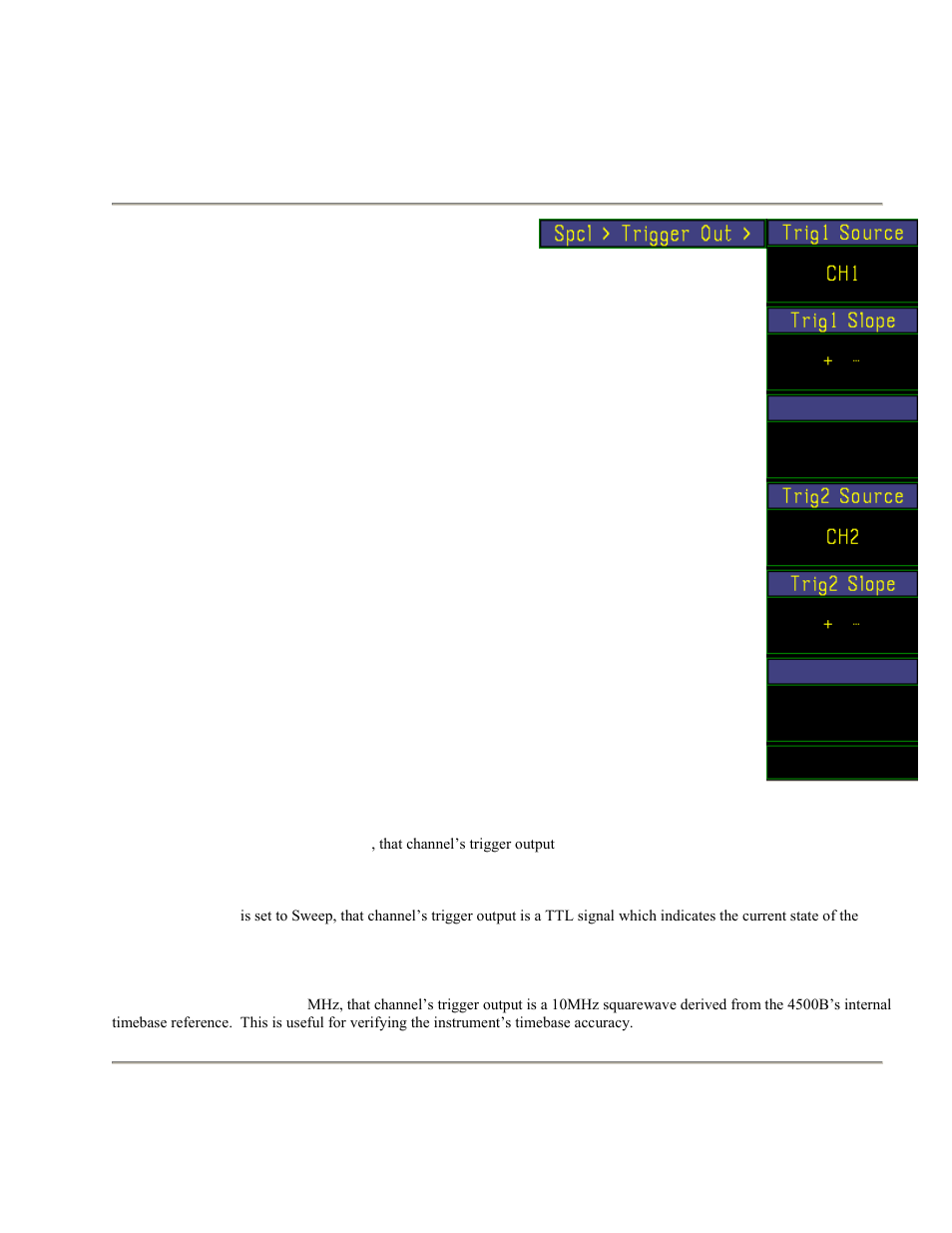 Table 4-51. spcl >trigger out>menu, Table 4-51. spcl >trigger out>menu -109, Boonton 4500b rf peak power analyzer | Operation | Boonton 4500B Peak Power Meter User Manual | Page 181 / 372