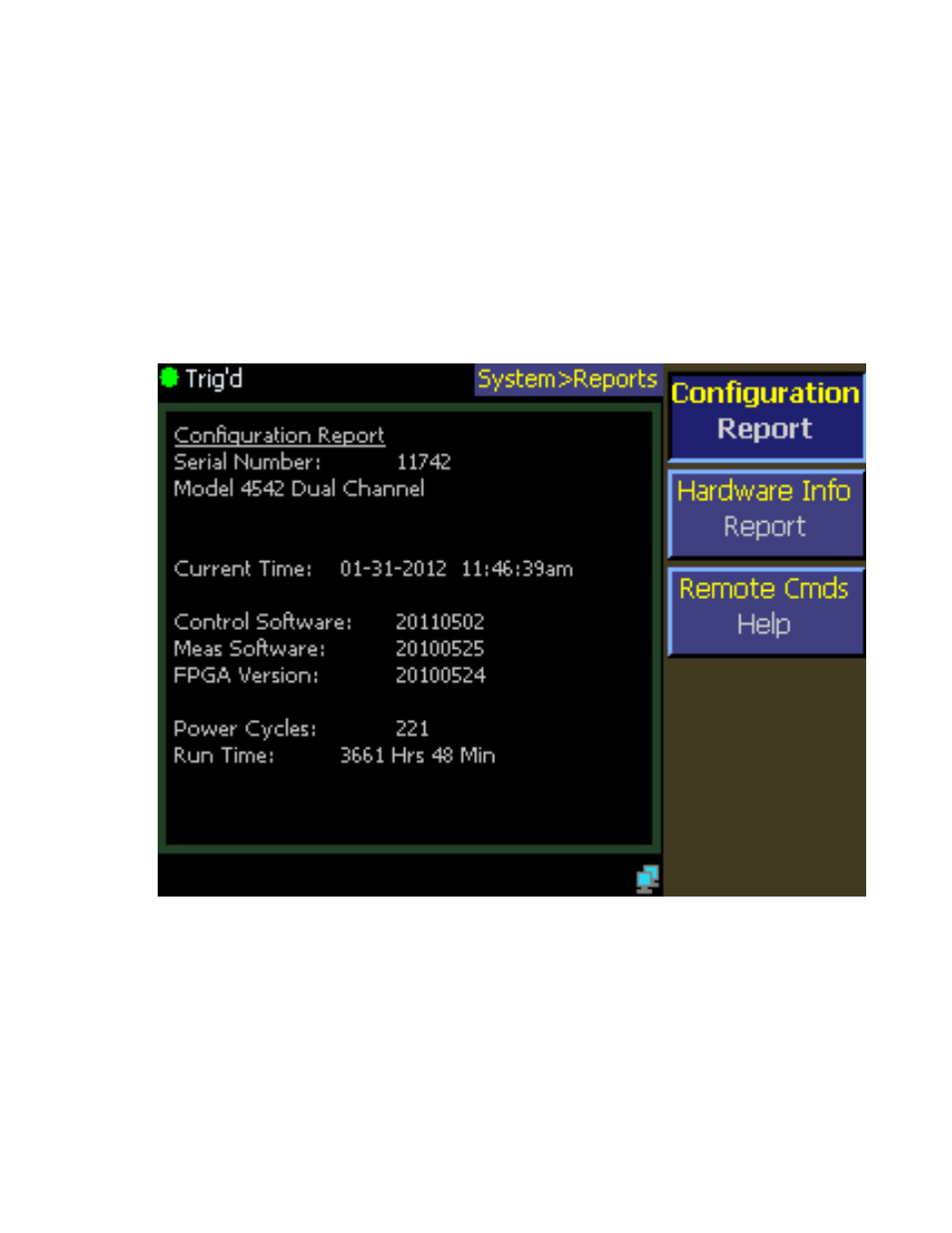 49 system > reports menu, 49 system > reports menu -75, Boonton 4540 series rf power meter | Operation | Boonton 4540 Peak Power Meter User Manual User Manual | Page 123 / 270