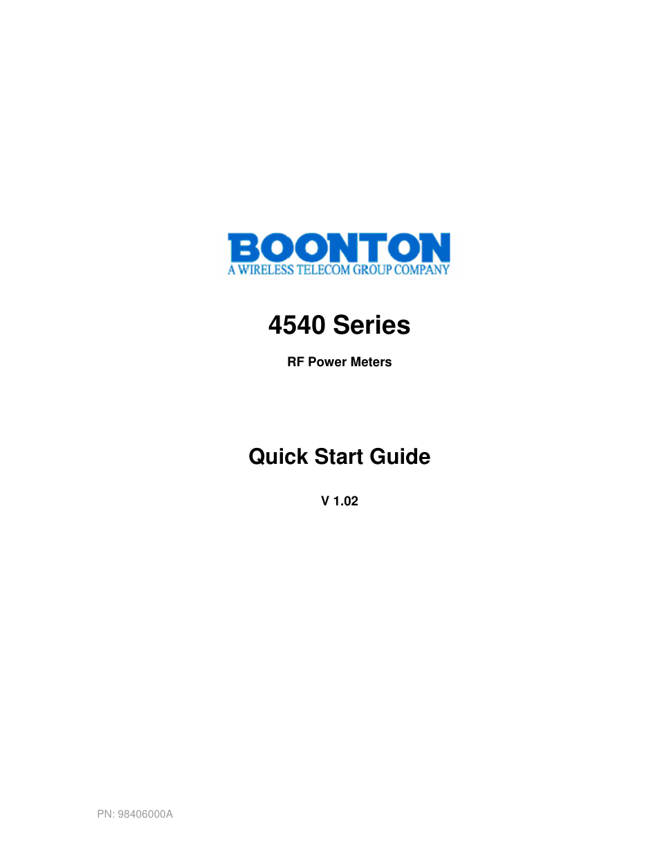 Boonton 4540 Peak Power Meter Quick Start User Manual | 42 pages