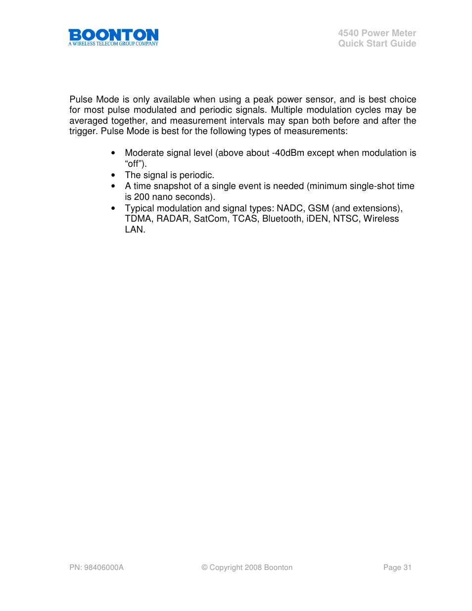 Boonton 4540 Peak Power Meter Quick Start User Manual | Page 31 / 42