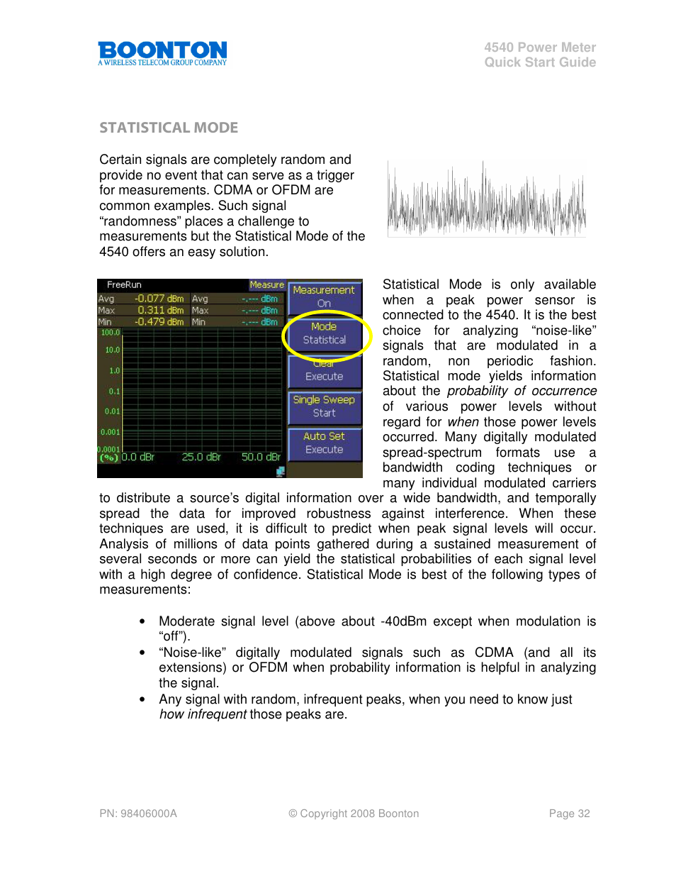 Statistical mode | Boonton 4540 Peak Power Meter Quick Start User Manual | Page 32 / 42