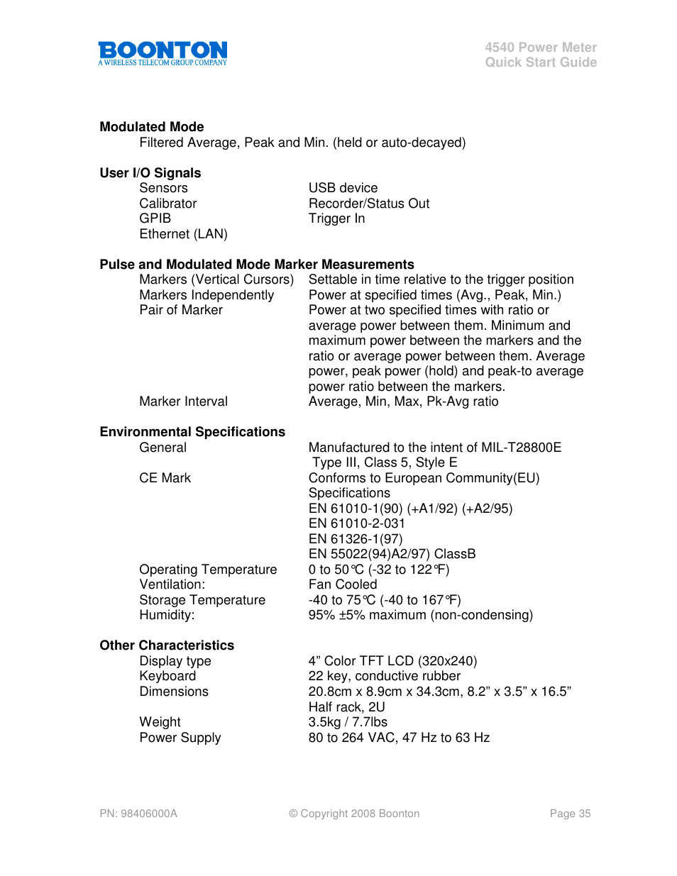 Boonton 4540 Peak Power Meter Quick Start User Manual | Page 35 / 42