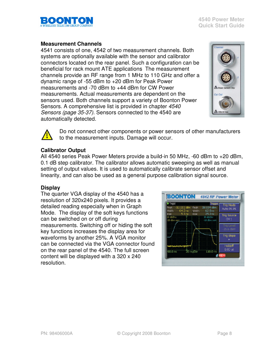 Boonton 4540 Peak Power Meter Quick Start User Manual | Page 8 / 42