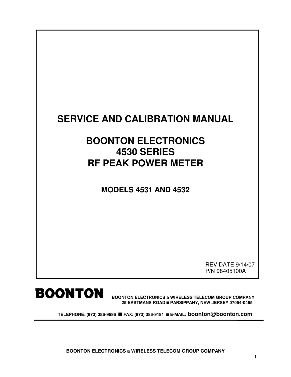 Boonton 4530 Peak Power Meter Service Manual User Manual | 37 pages