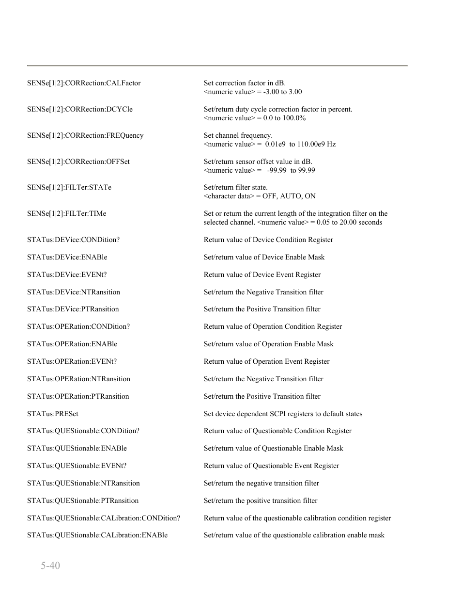 Boonton 4240 series rf power meter, Remote operation 5-40 | Boonton 4240 RF Power Meter User Manual | Page 100 / 128