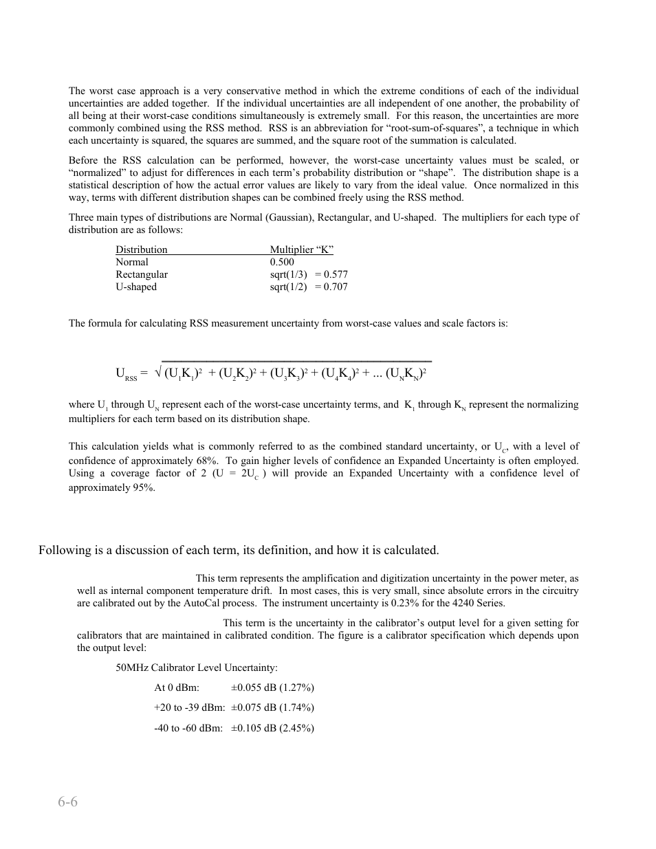 2 discussion of uncertainty terms, 2 discussion of uncertainty terms -6, Boonton 4240 series rf power meter | Boonton 4240 RF Power Meter User Manual | Page 114 / 128