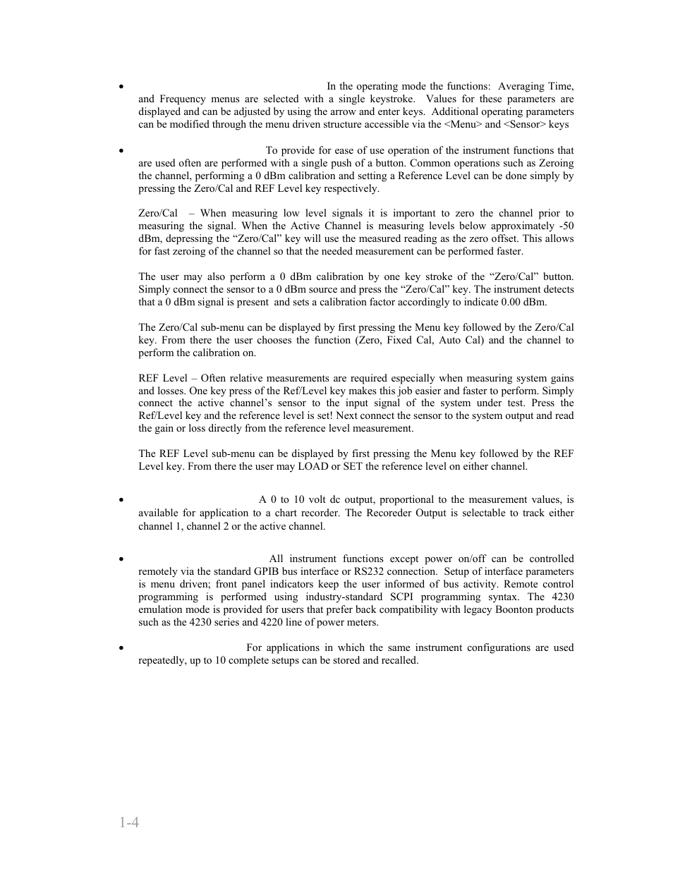 Boonton 4240 series rf power meter, General information 1-4 | Boonton 4240 RF Power Meter User Manual | Page 14 / 128