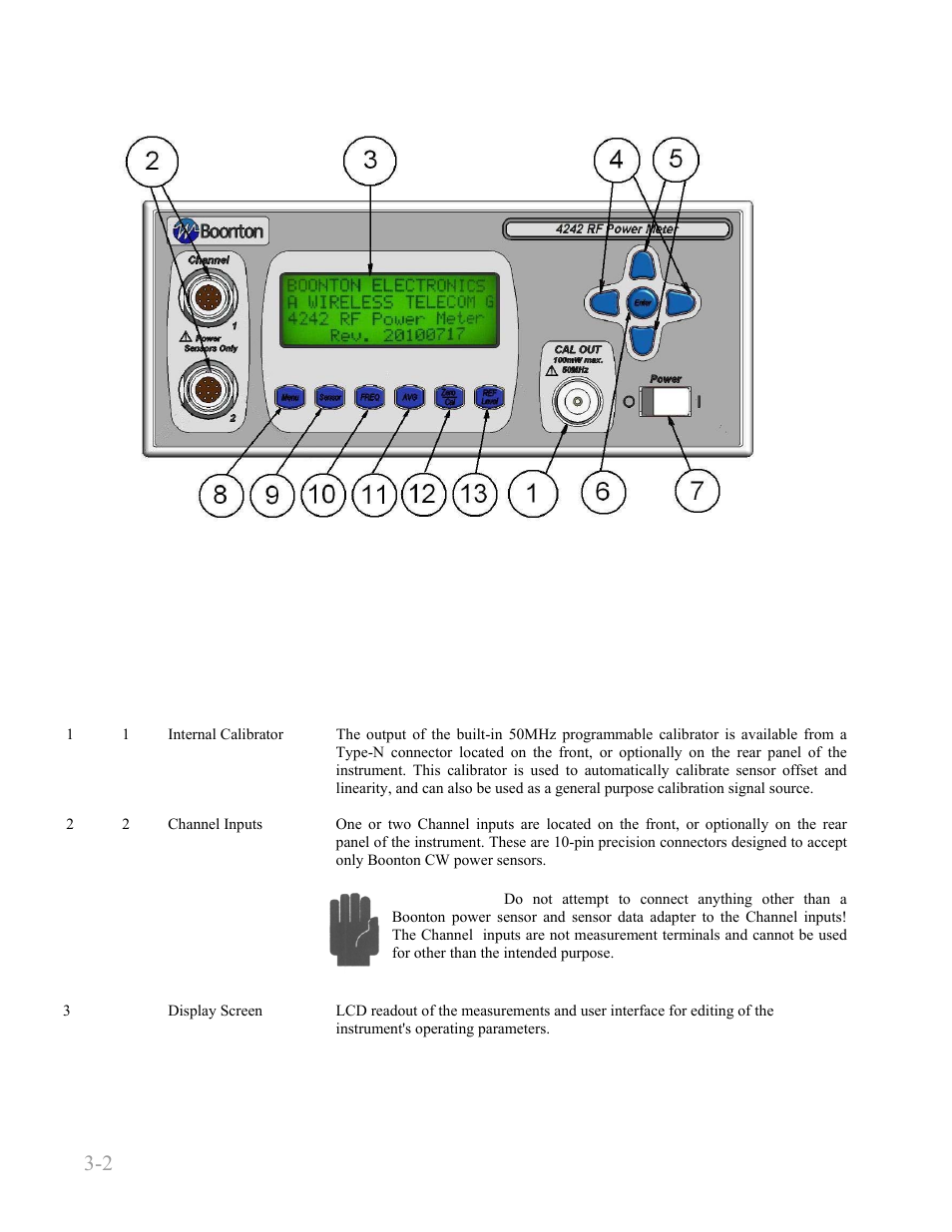 Boonton 4240 series rf power meter, Getting started 3-2 | Boonton 4240 RF Power Meter User Manual | Page 26 / 128