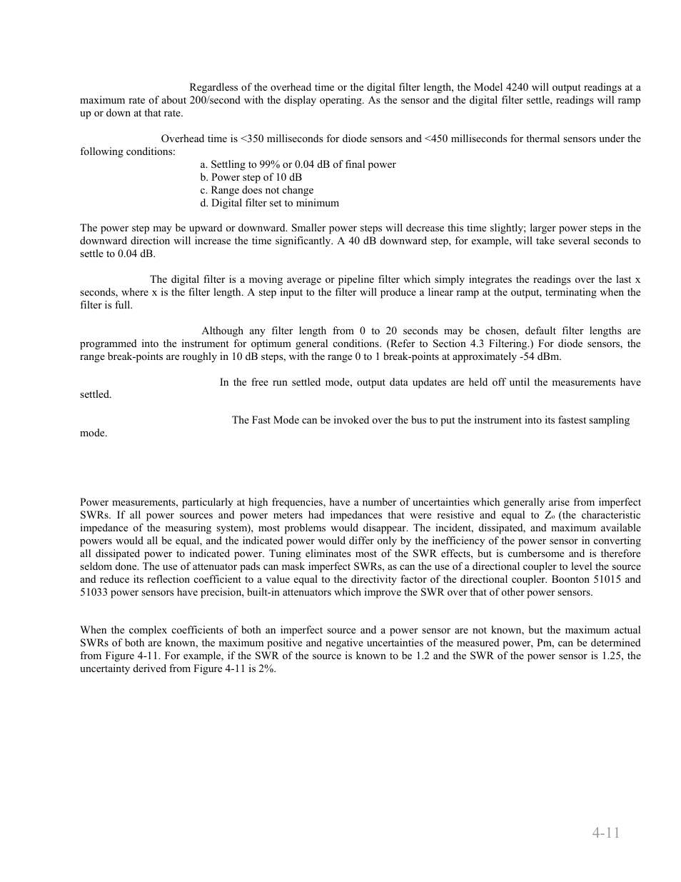 7 high frequency accuracy, 7 high frequency accuracy -11, Boonton 4240 series rf power meter | Ency accuracy, 7 high frequ, Operation 4-11 | Boonton 4240 RF Power Meter User Manual | Page 57 / 128