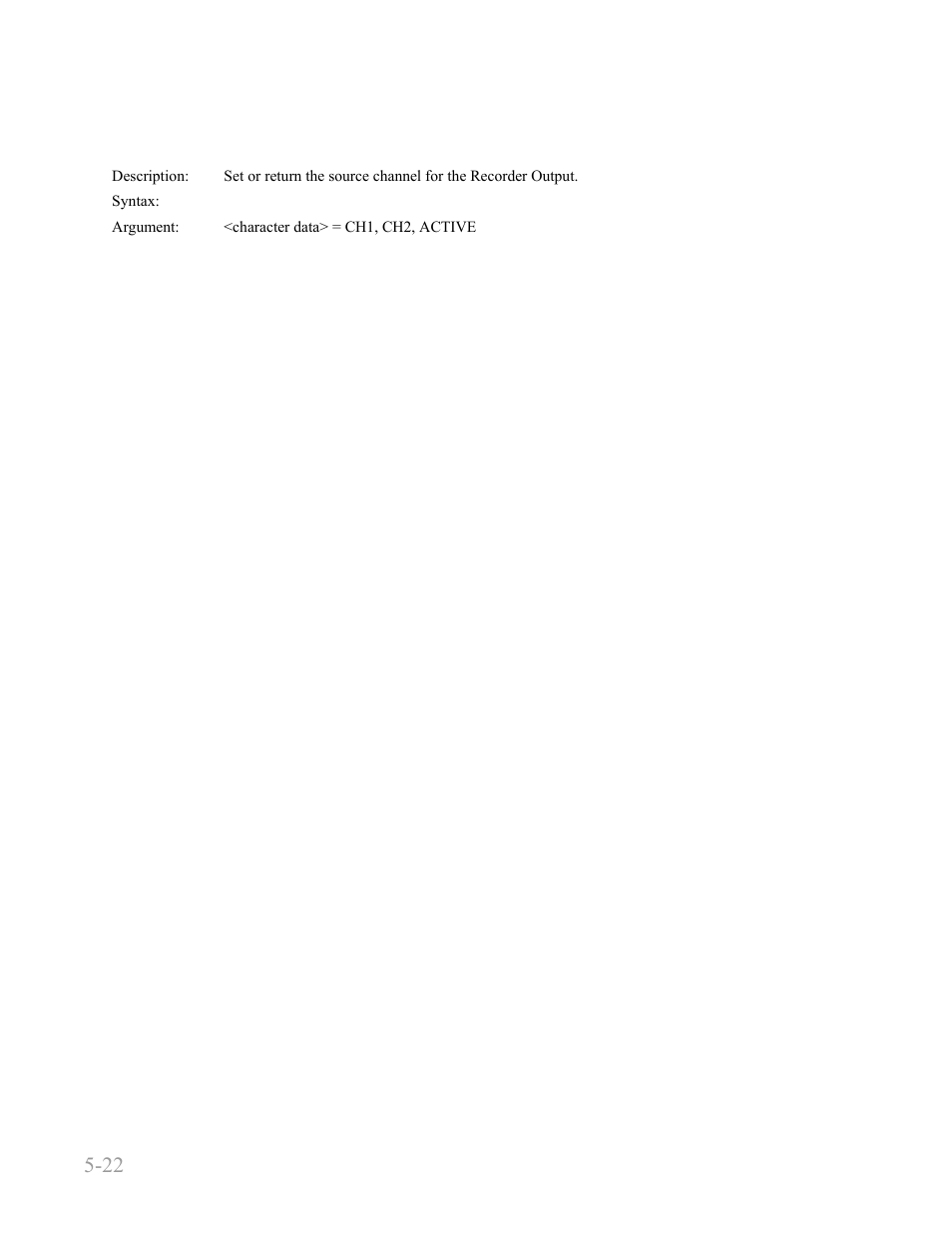 Output:recorder:source, Output:recorder:source -22, Boonton 4240 series rf power meter | Remote operation 5-22 | Boonton 4240 RF Power Meter User Manual | Page 82 / 128