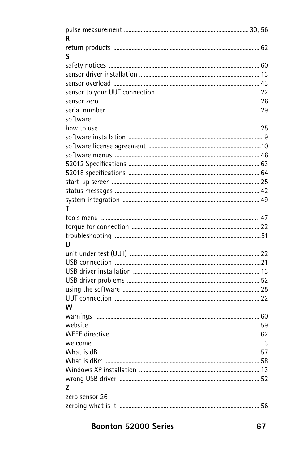 Boonton 52000 Series USB CW Power Sensor User Manual | Page 67 / 68