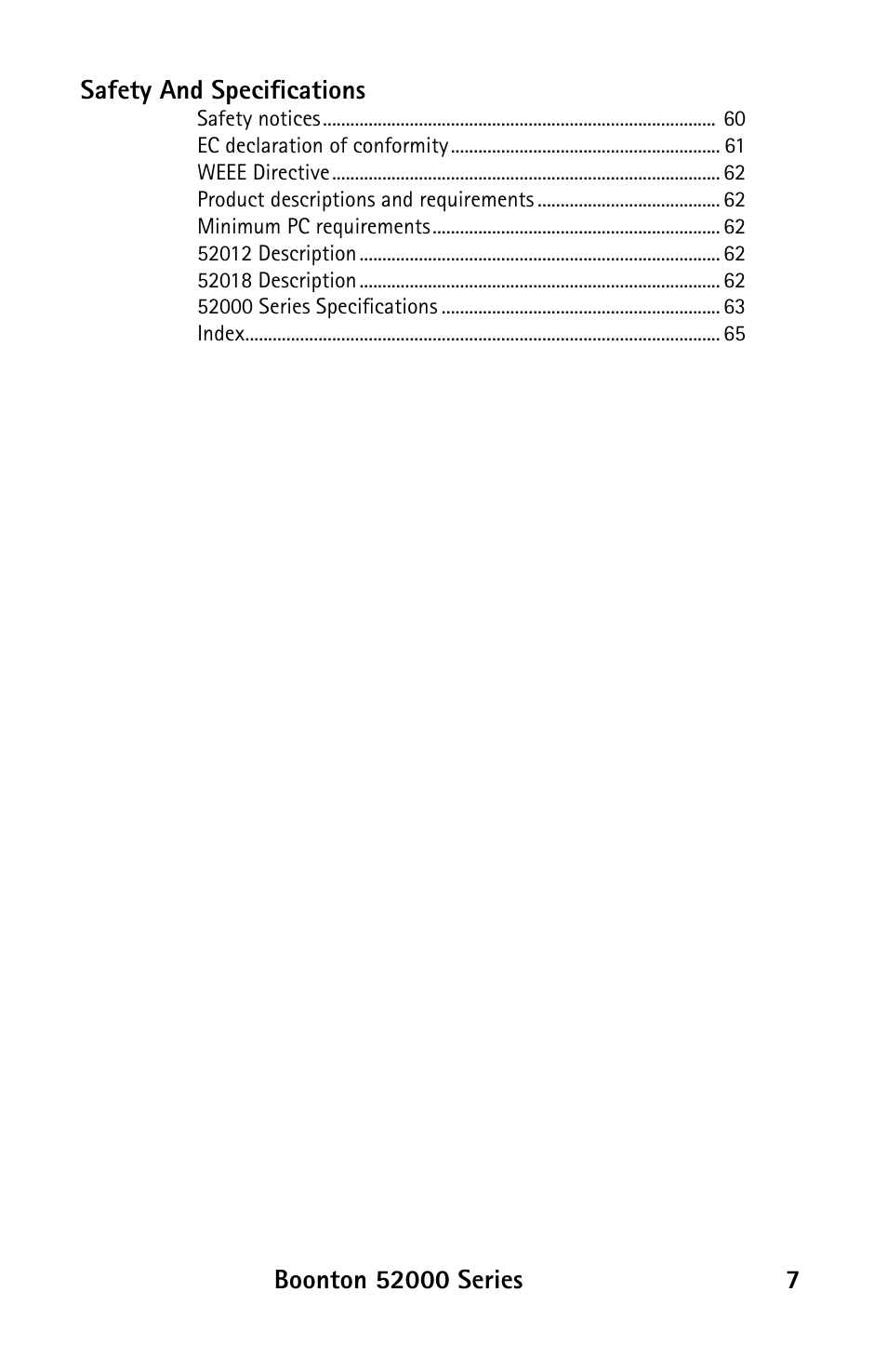 Boonton 52000 Series USB CW Power Sensor User Manual | Page 7 / 68