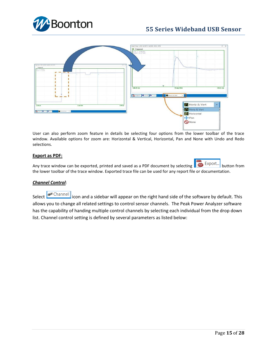55 series wideband usb sensor | Boonton The New 55 Series Wideband USB Power Sensor User Manual | Page 15 / 28