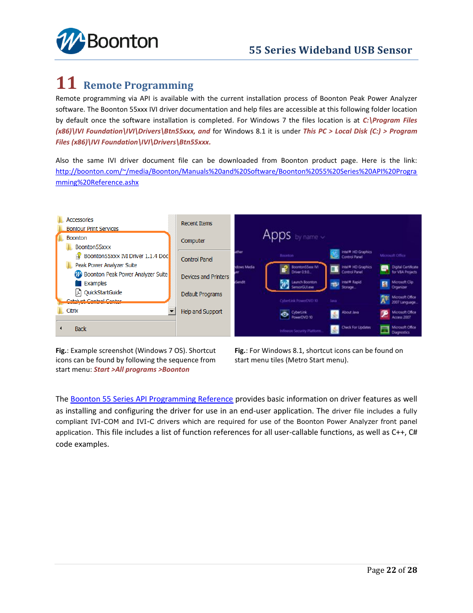 Remote programming, 55 series wideband usb sensor | Boonton The New 55 Series Wideband USB Power Sensor User Manual | Page 22 / 28