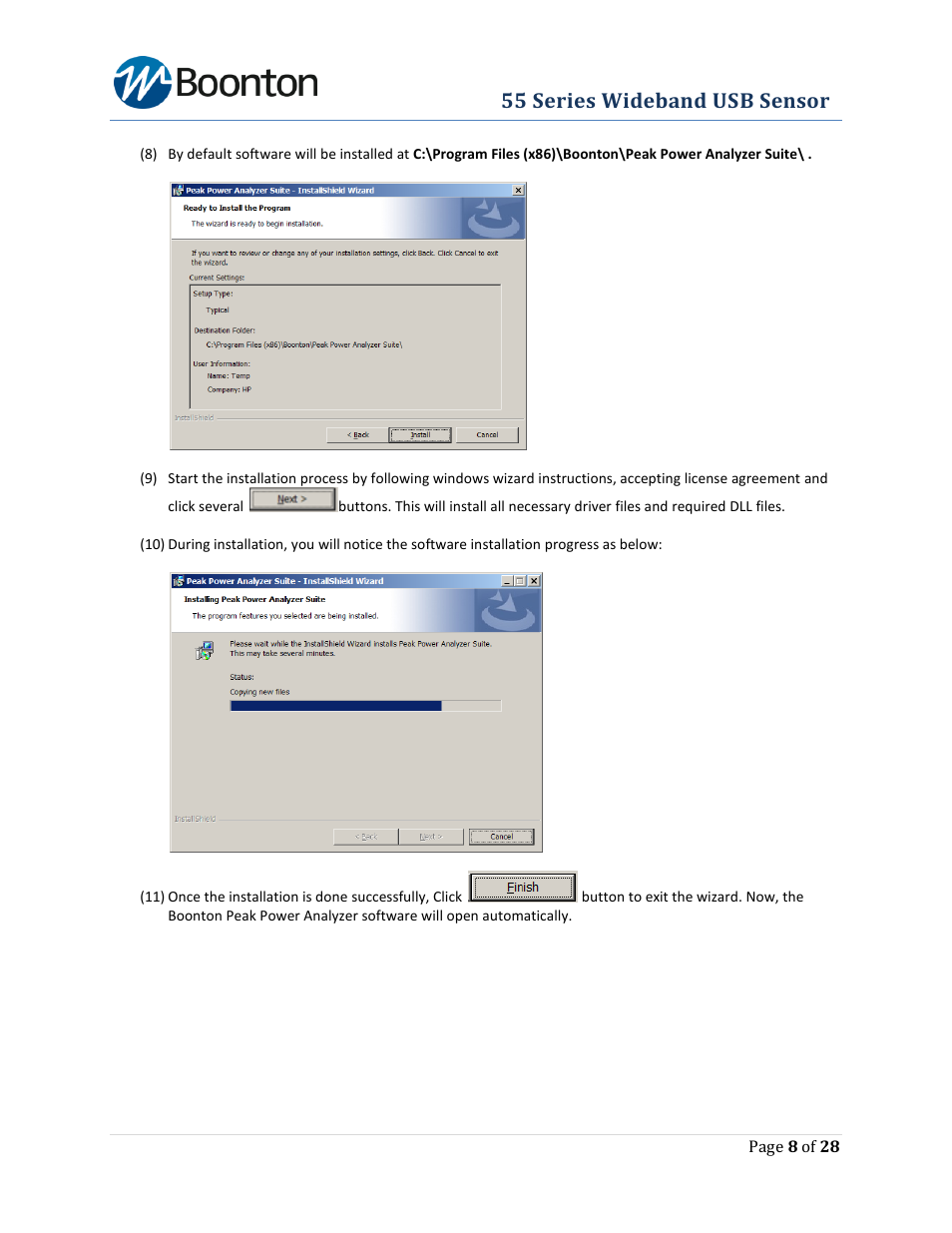55 series wideband usb sensor | Boonton The New 55 Series Wideband USB Power Sensor User Manual | Page 8 / 28