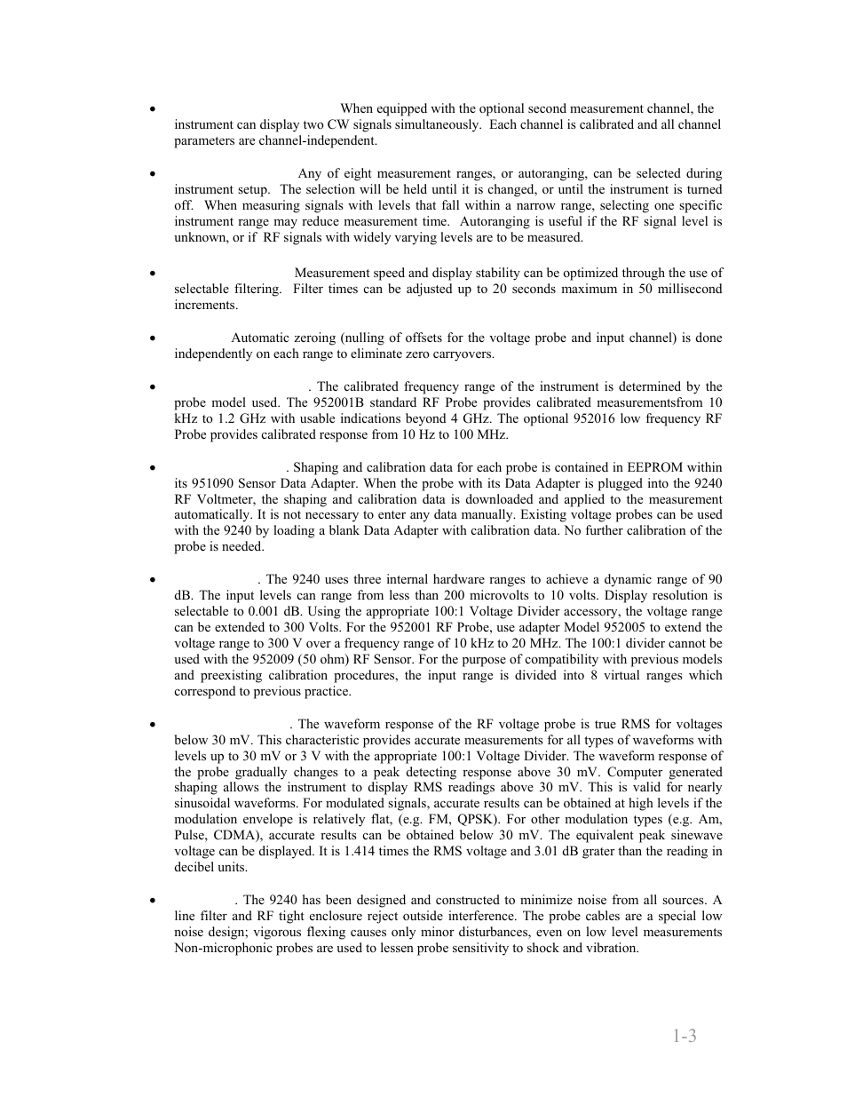 Boonton 9240 series rf voltmeter, General information 1-3 | Boonton 9240 RF Voltmeter User Manual | Page 13 / 100