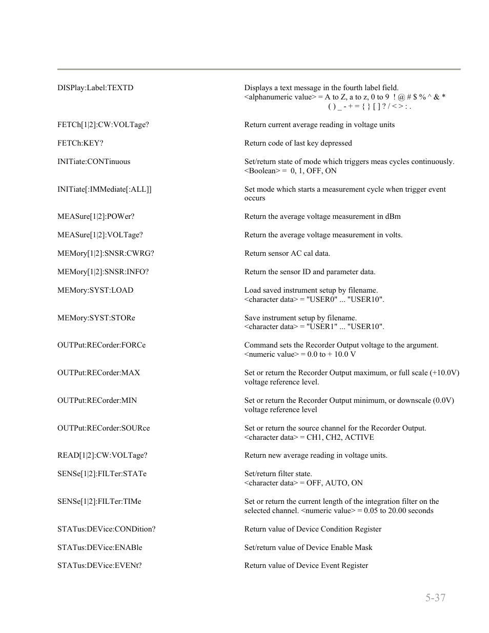 Boonton 9240 series rf voltmeter, Remote operation 5-37 | Boonton 9240 RF Voltmeter User Manual | Page 87 / 100