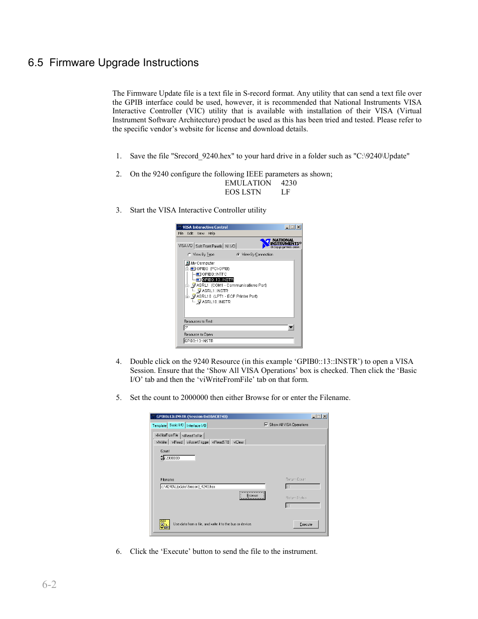 5 firmware upgrade instructions, 5 firmware upgrade instructions -2, Boonton 9240 series rf power meter | Maintenance 6-2 | Boonton 9240 RF Voltmeter User Manual | Page 94 / 100