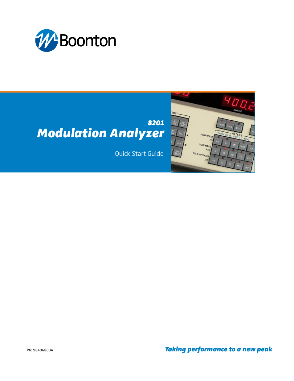 Boonton 8201 Modulation Analyzer Quick Start User Manual | 14 pages