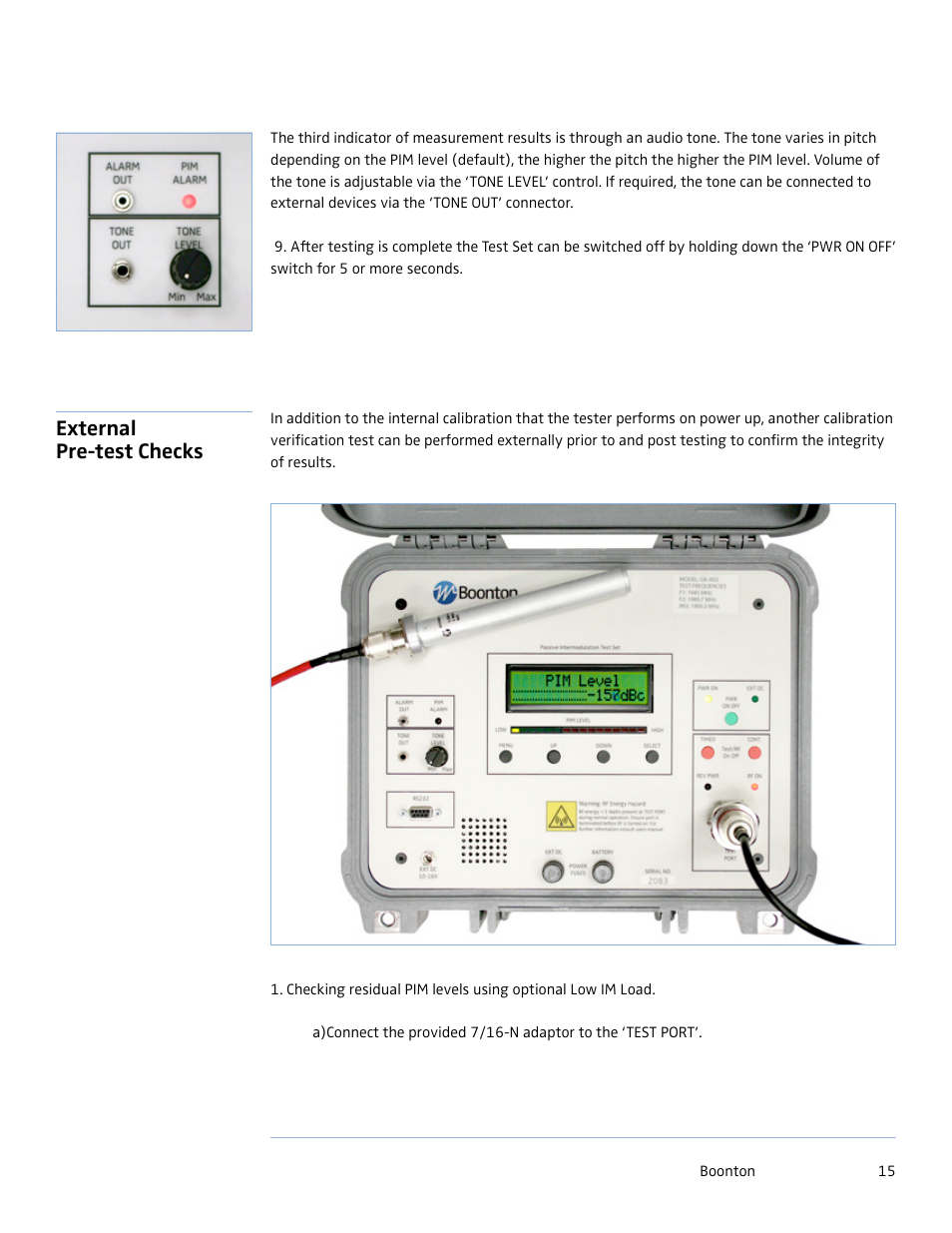 External pre-test checks | Boonton PIM 21 User Manual User Manual | Page 15 / 31