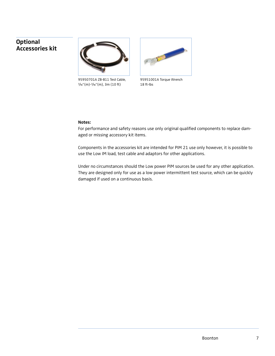 Optional accessories kit | Boonton PIM 21 User Manual User Manual | Page 7 / 31