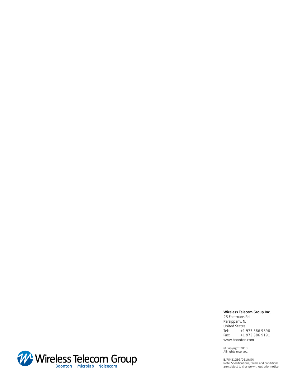 Boonton PIM 31 Quick Start User Manual | Page 6 / 6