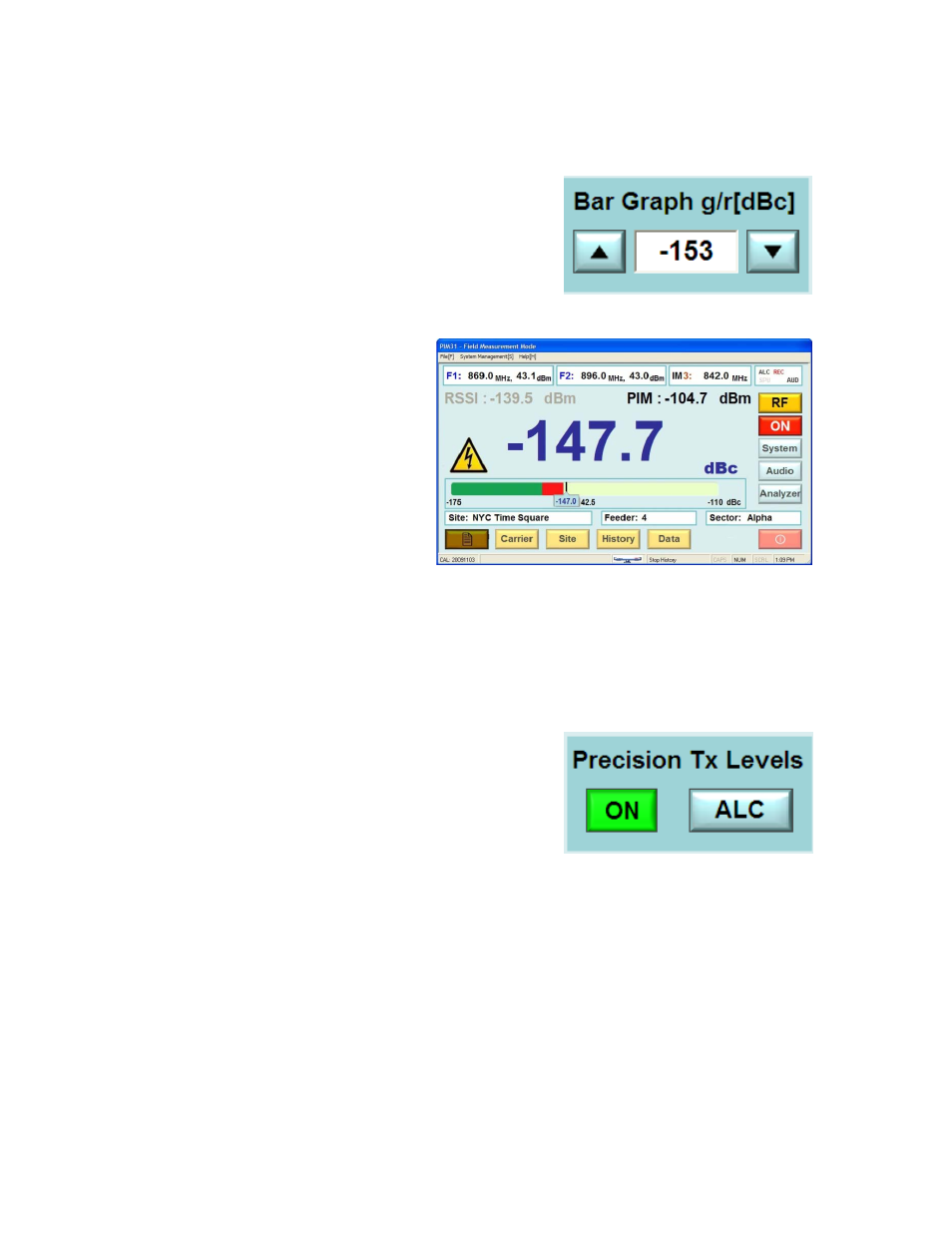 5 bar graph g/r, Precision tx levels | Boonton PIM 31 User Manual User Manual | Page 53 / 110