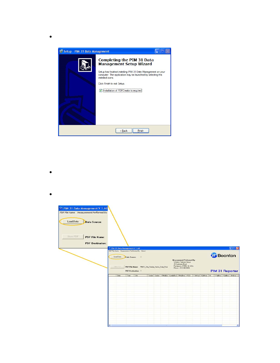 2 pim 31 reporter settings, Pim 31 reporter settings | Boonton PIM 31 User Manual User Manual | Page 73 / 110