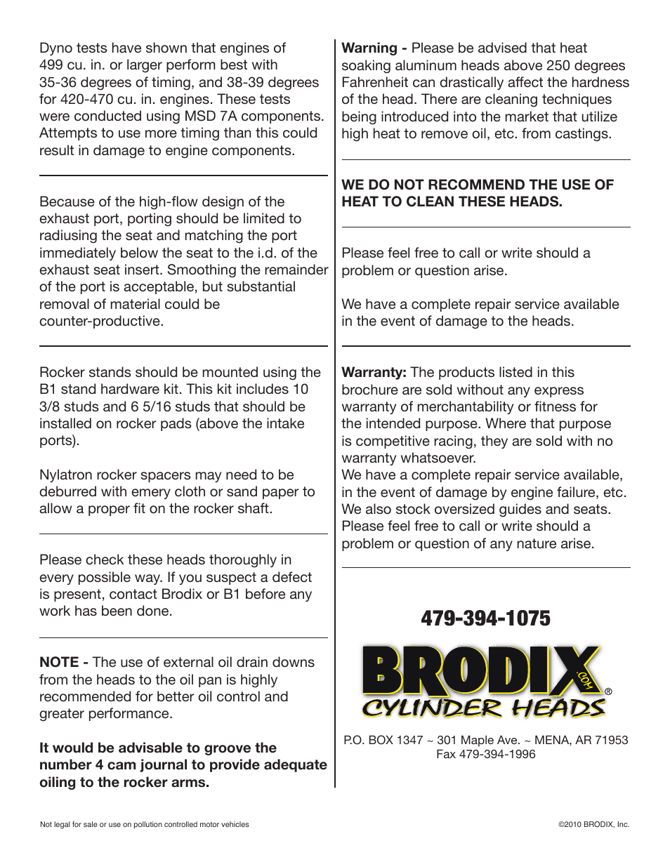 Brodix Mopar Compatible Head User Manual | Page 2 / 2