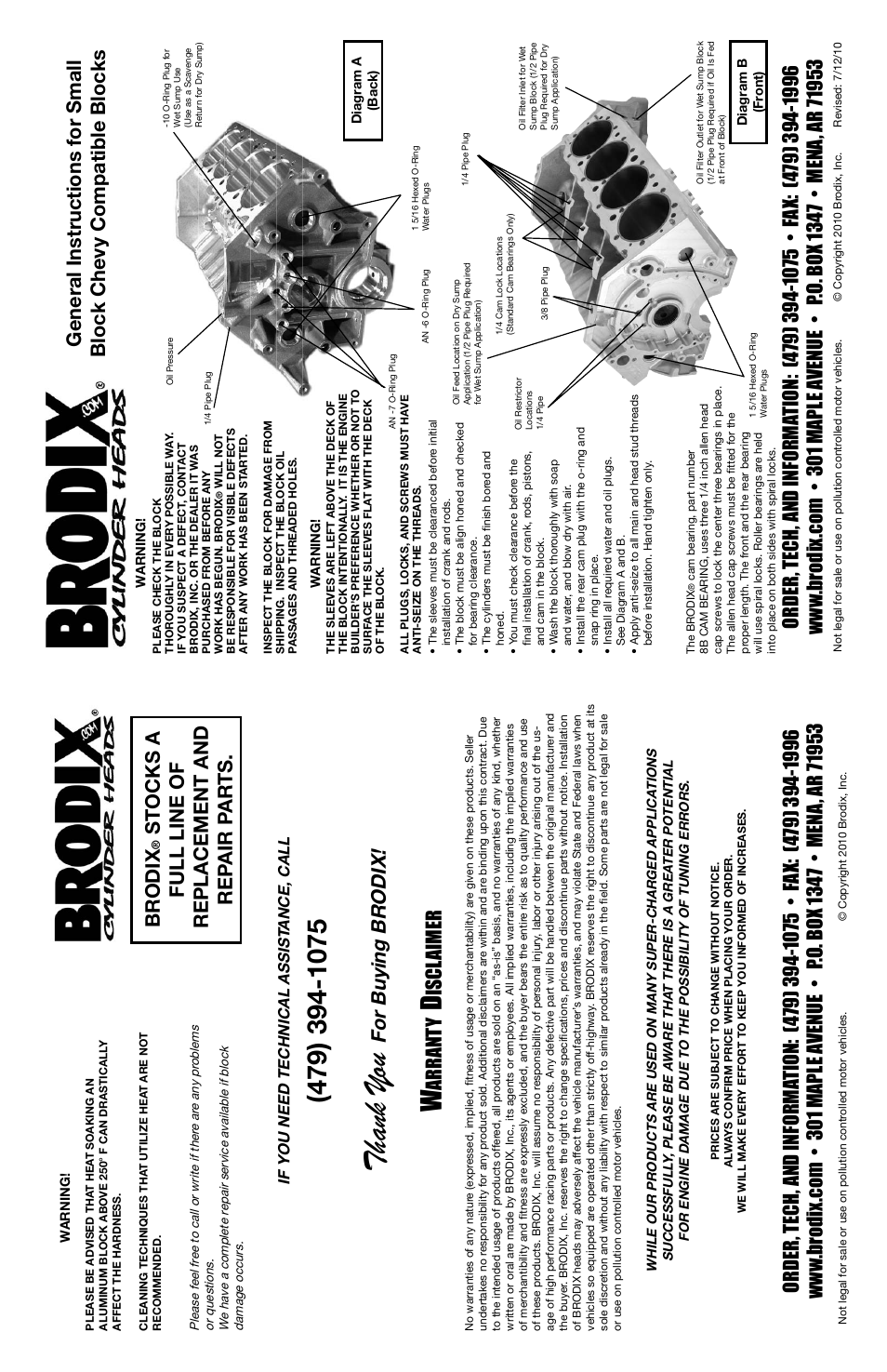 Brodix Small Block Chevy Compatible Block User Manual | 2 pages