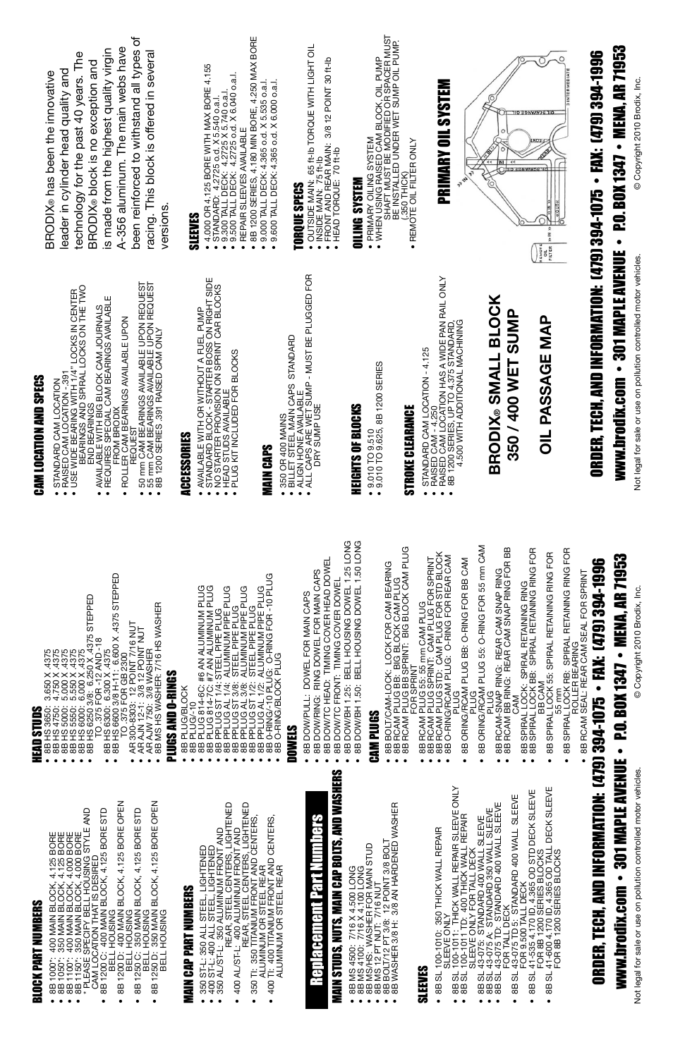Replacement par t numbers | Brodix Small Block Chevy Compatible Block User Manual | Page 2 / 2