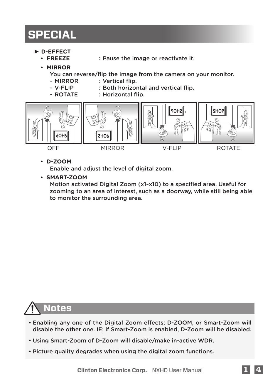 Special | Clinton Electronics NXHD OSD User Manual | Page 19 / 28