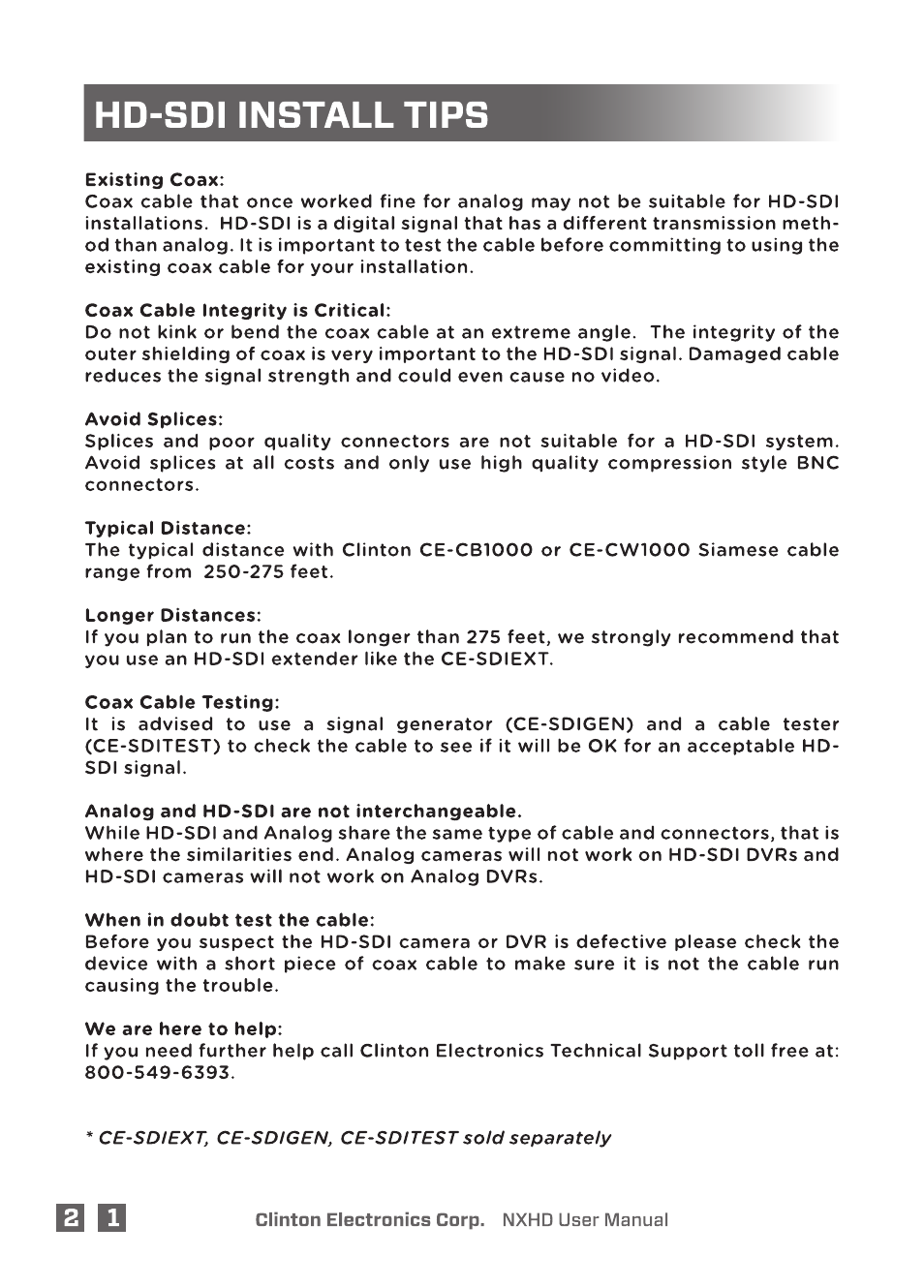 Clinton Electronics NXHD OSD User Manual | Page 26 / 28