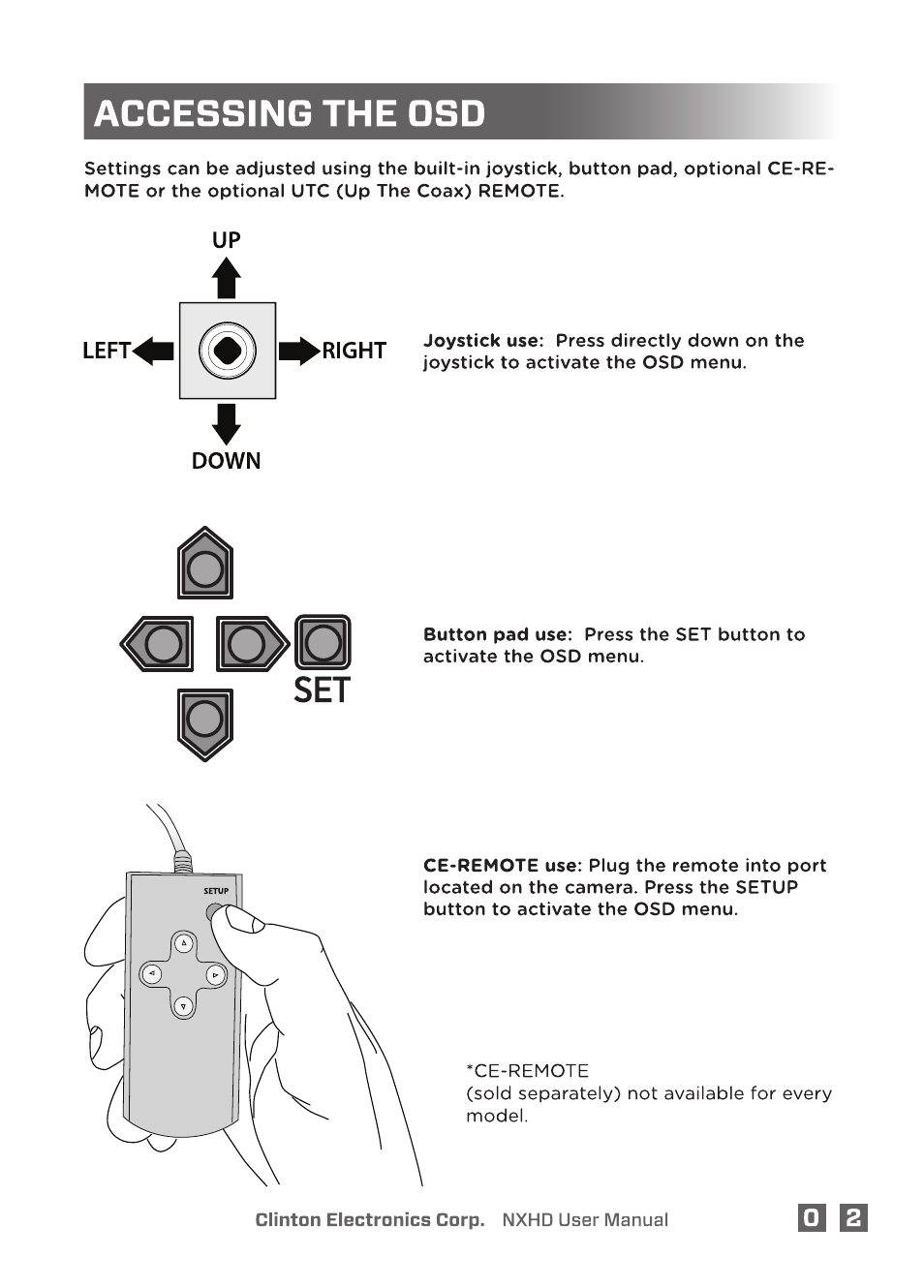 Clinton Electronics NXHD OSD User Manual | Page 7 / 28