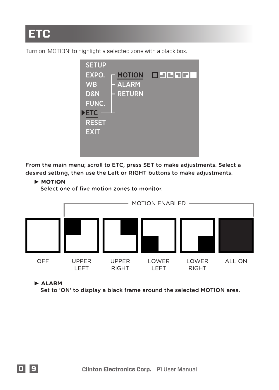 Clinton Electronics P1 OSD User Manual | Page 14 / 18
