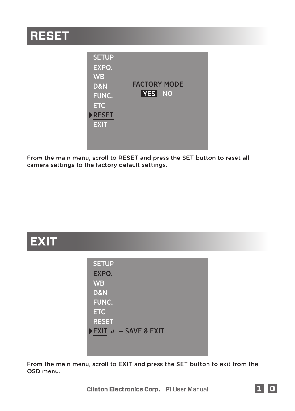 Clinton Electronics P1 OSD User Manual | Page 15 / 18