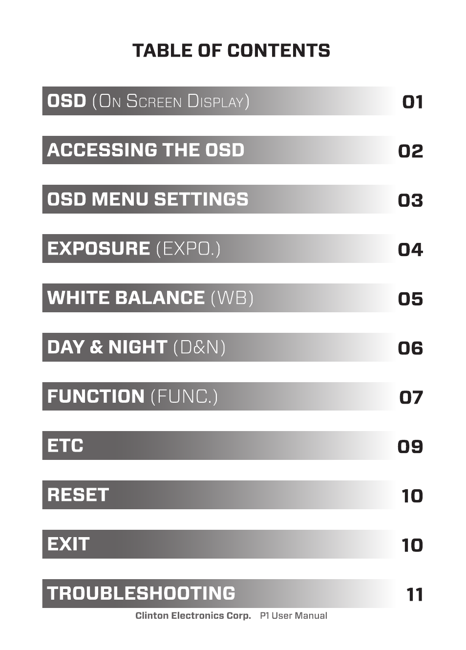 Clinton Electronics P1 OSD User Manual | Page 5 / 18