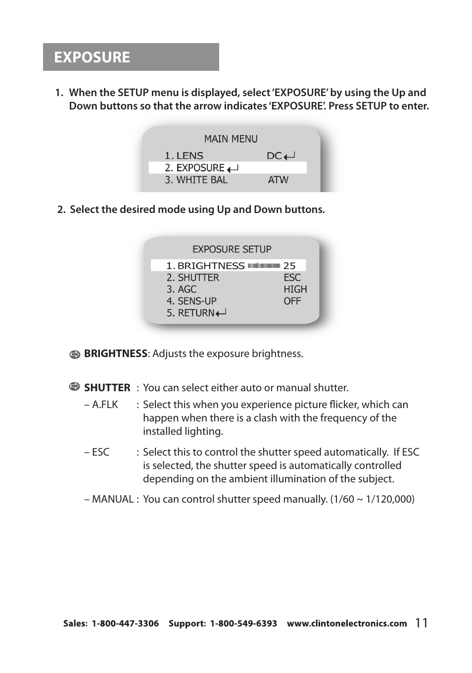 Exposure | Clinton Electronics CE-VF540 User Manual | Page 15 / 34