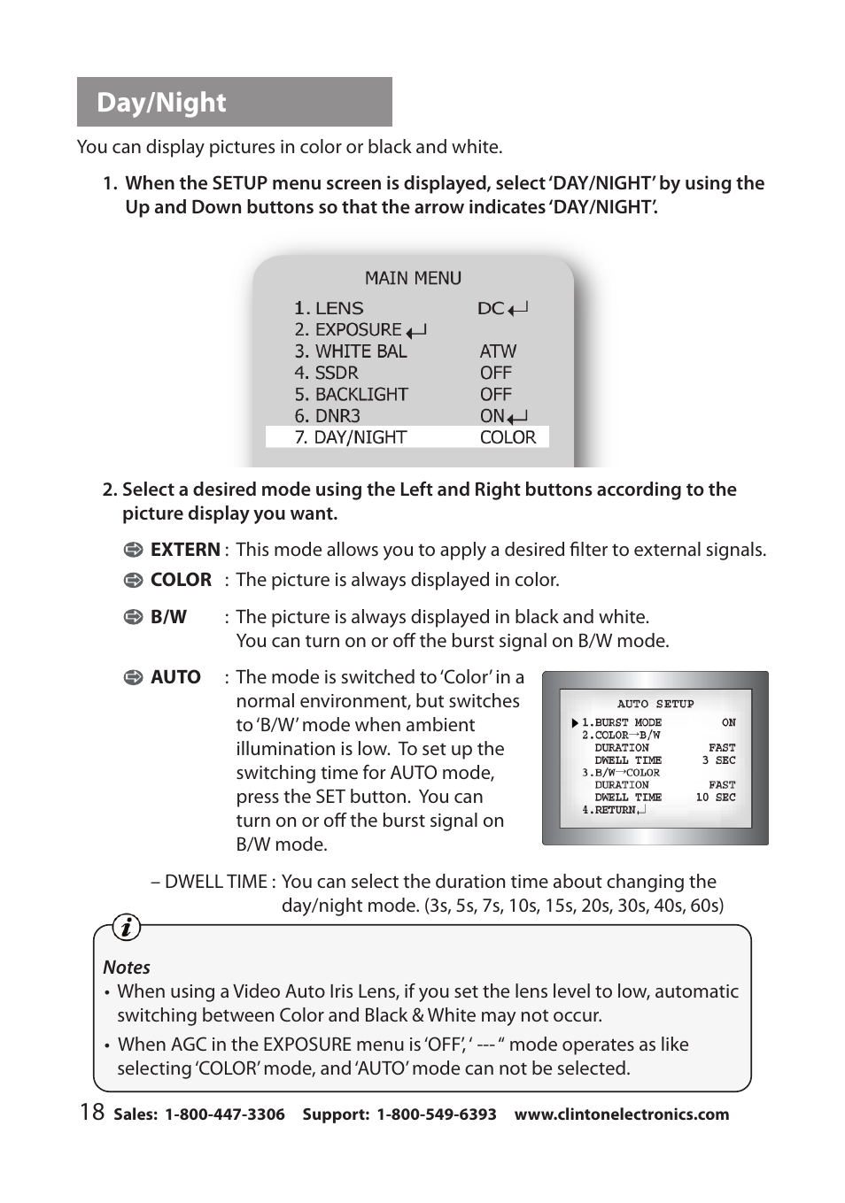 Day/night | Clinton Electronics CE-VF540 User Manual | Page 22 / 34