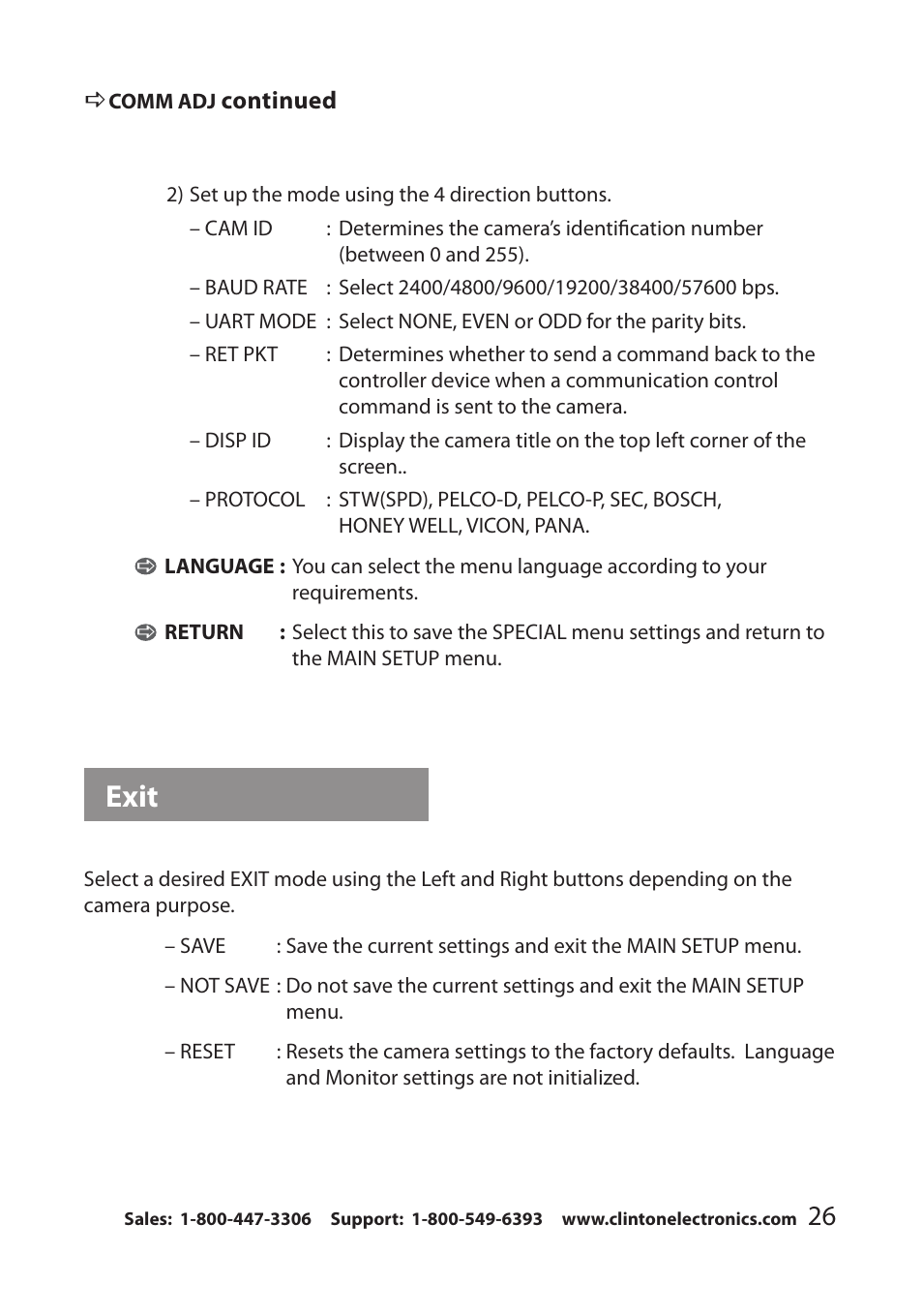 Exit | Clinton Electronics CE-VF540 User Manual | Page 29 / 34