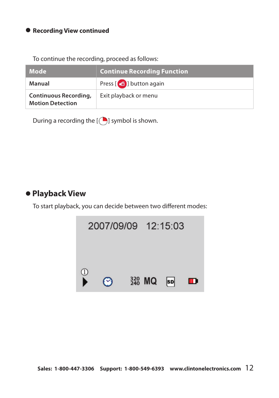 Playback view | Clinton Electronics CE-RP1 User Manual | Page 15 / 30