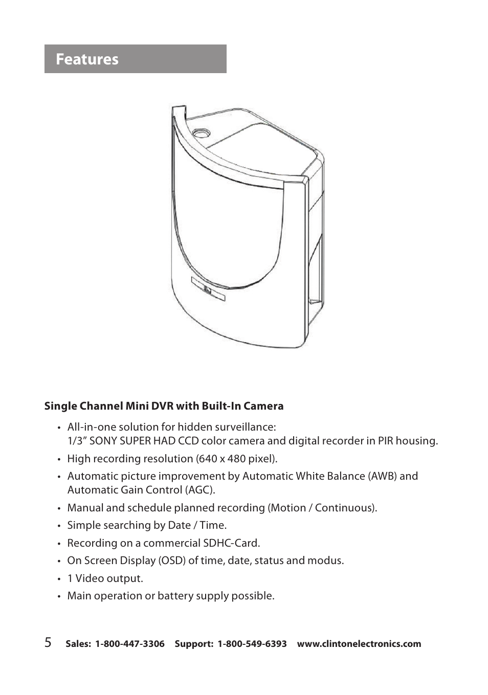 Features | Clinton Electronics CE-RP1 User Manual | Page 8 / 30