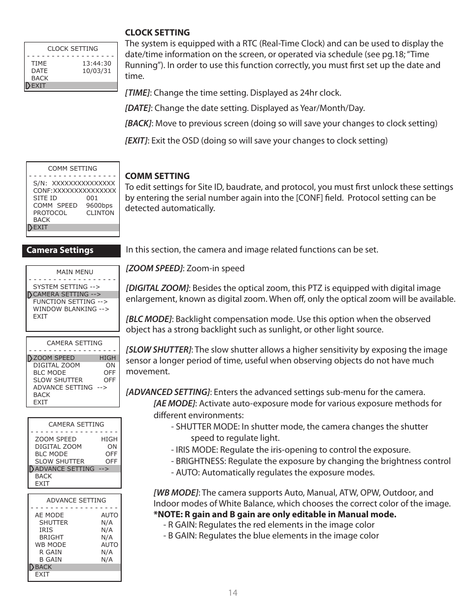 Clinton Electronics CE-PTZ10x User Manual | Page 14 / 22